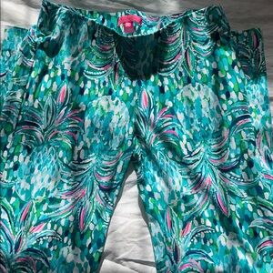 Like New! Lilly Pulitzer Teal/Pink Palazzo Pants